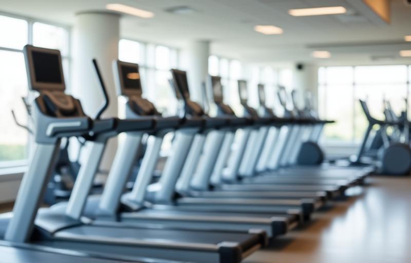 Cardio machine area with treadmills and ellipticals